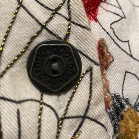 Chico’s Chore Jacket Womens M Floral oversized cottage Artsy Art To Wear - Picture 7 of 12